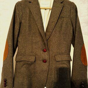 Banana Republic Tweed Pin Tuck Fitted Blazer with Elbow Patches - Size 4
